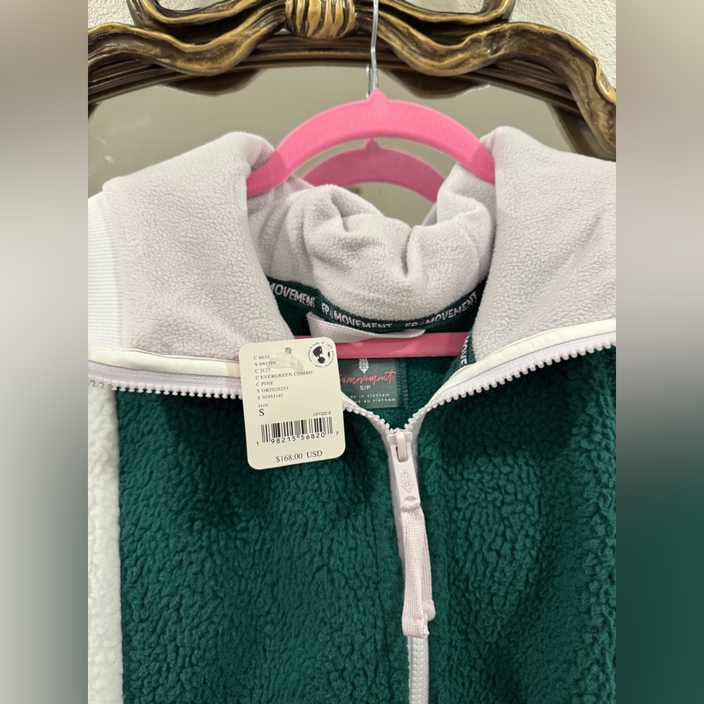 Free People FP Movement NWT Hit The Slopes Fleece Hoodie Evergreen Combo - Picture 3 of 8